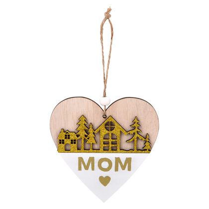 Wood Mom Heart Ornament