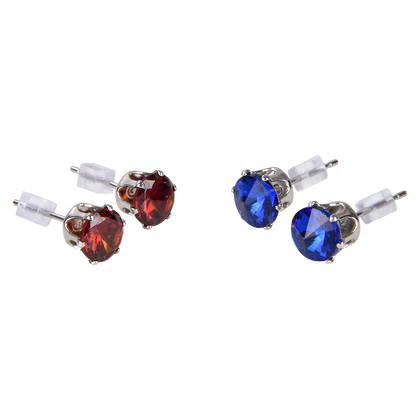 Red Or Blue Earrings In Heart Box