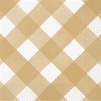 Family Thanksgiving Gingham Luncheon Napkins  16ct