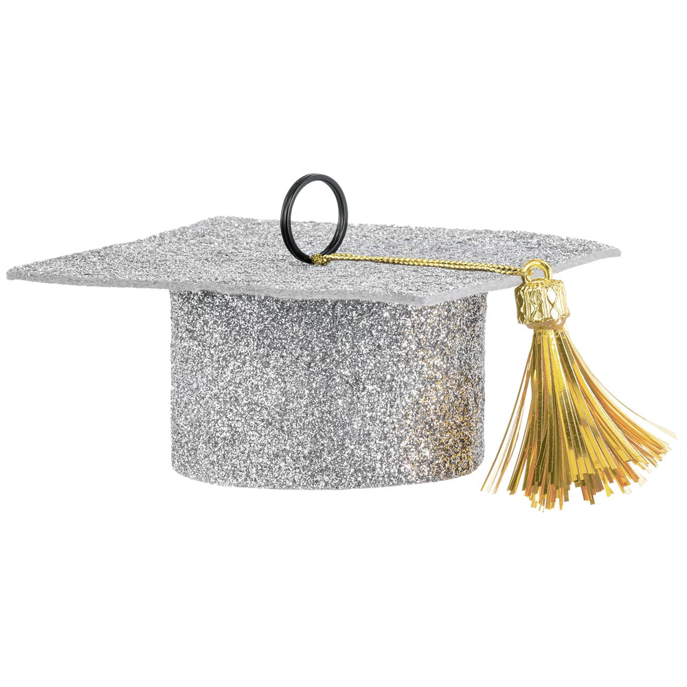 Felt Grad Cap Balloon Weight | Silver