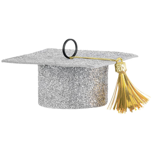 Felt Grad Cap Balloon Weight | Silver