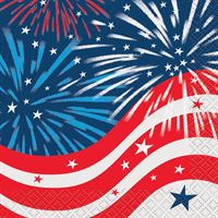 Fireworks 4th of July Beverage Napkins  16ct