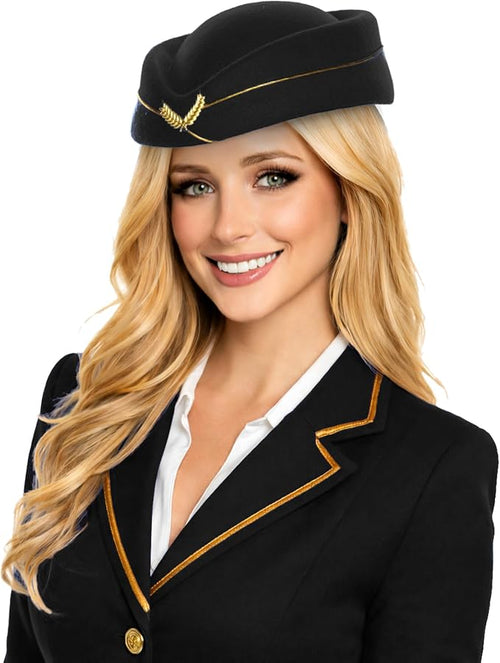 Flight Attendant Stewardess Hat Black
