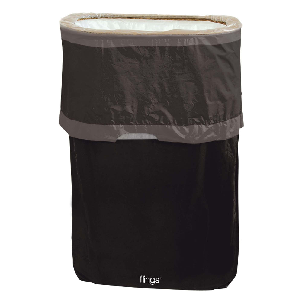 Black pet crate cover with beige trim on a white background
