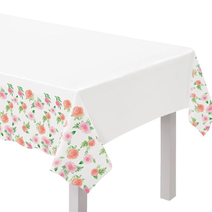 Floral Baby Plastic Table Cover w/ Scalloped Edge