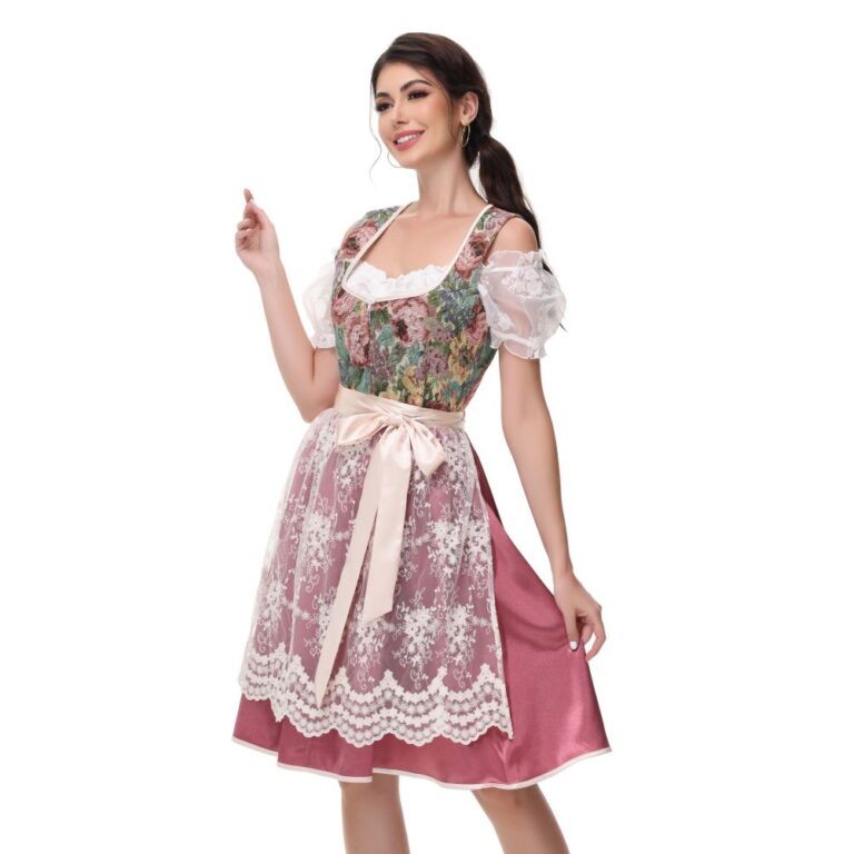 Floral Corset & Lace Wrap Renaissance Dress | Pink