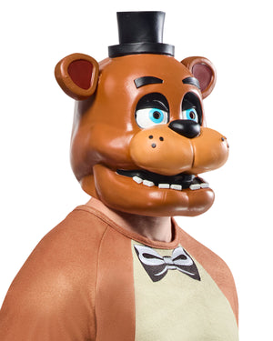 Mask resembling a cartoon bear with a top hat on a white background