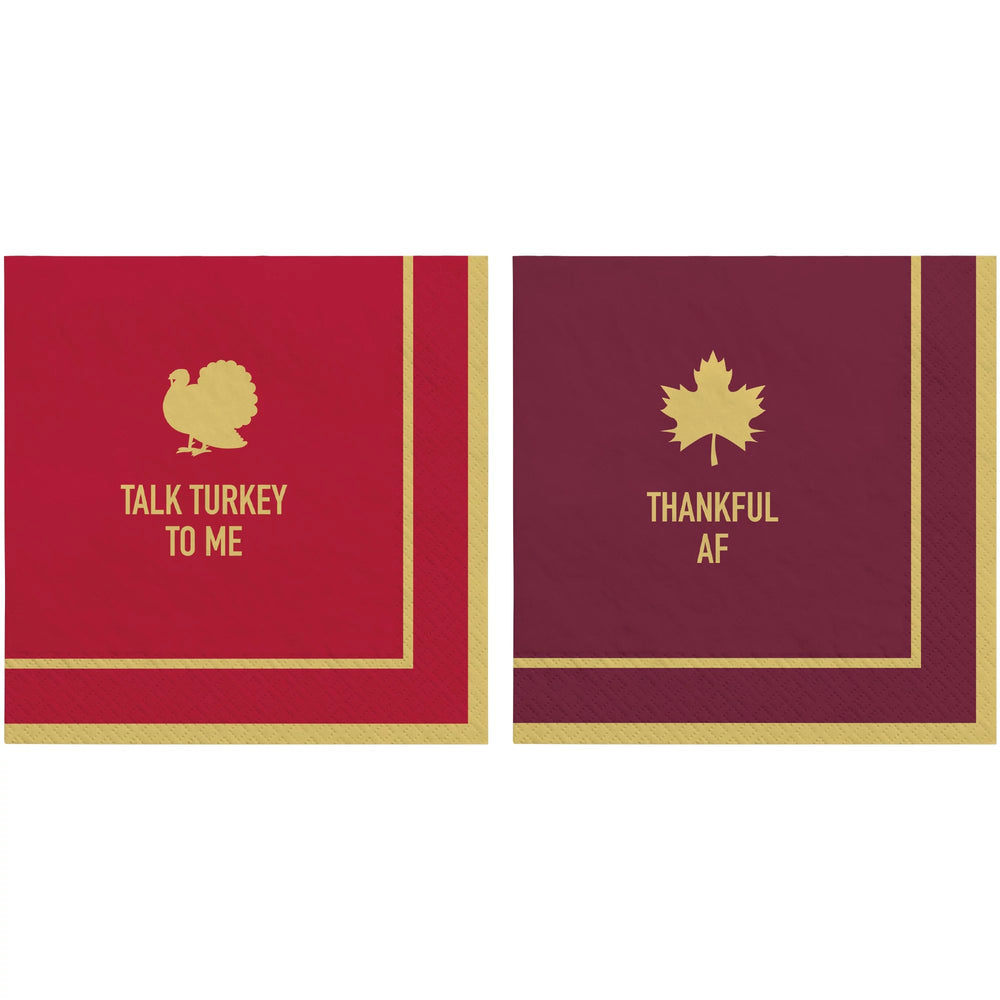 Friends Gathering Beverage Napkins | Turkey/Thankful 40ct