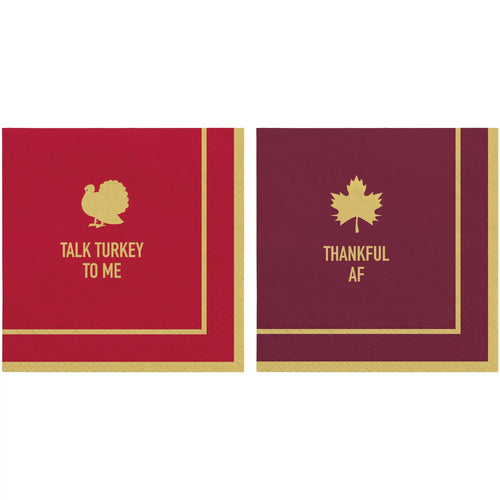 Friends Gathering Beverage Napkins | Turkey/Thankful 40ct