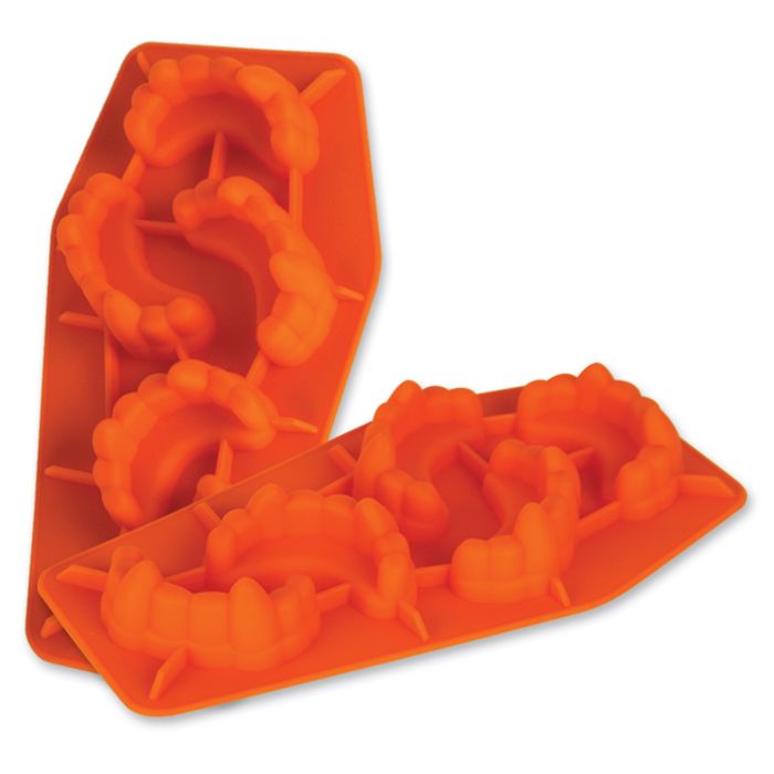 Orange silicone mold shaped like a letter 'S' on a white background