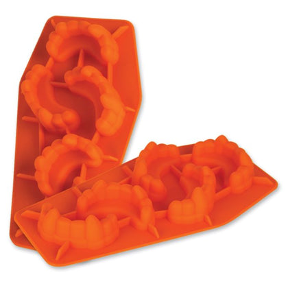 Orange silicone mold shaped like a letter 'S' on a white background
