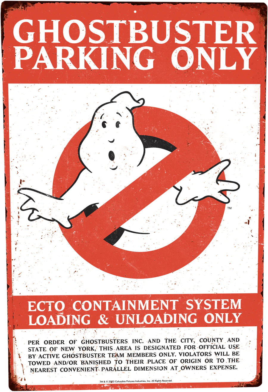 Ghostbusters Parking Only Metal Sign