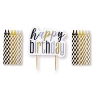 GLITZ Black Happy Birthday Pick Candle & Spiral Candle Set  13pc