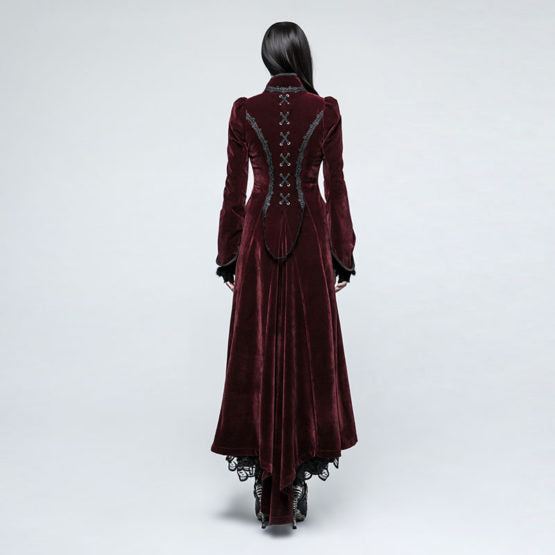 GOTHIC PALACE SWALLOW TAIL LONG DRESS | Burgundy