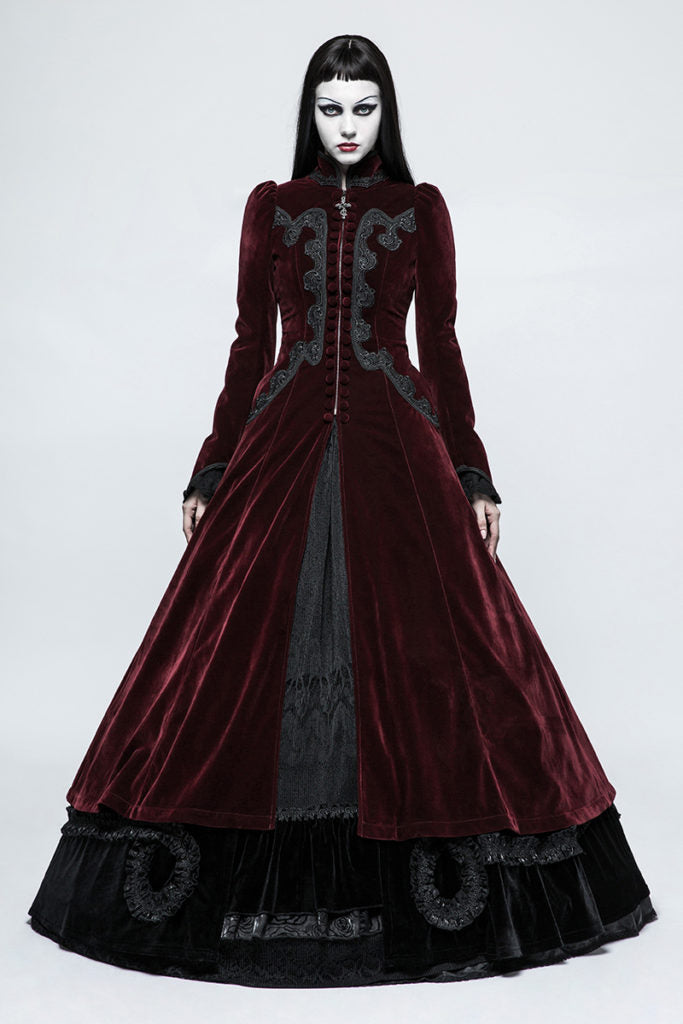 GOTHIC PALACE SWALLOW TAIL LONG DRESS | Burgundy