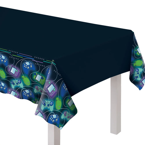 Tablecloth with gaming console design on a white background