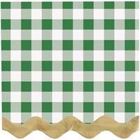 Green and white checkered pattern with a wavy brown border