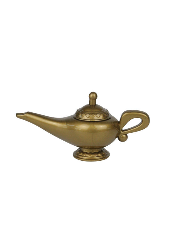 Gold genie lamp on a white background