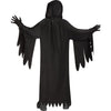 Black hooded robe with long sleeves on a white background