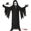Halloween costume with black robe and white mask on a white background