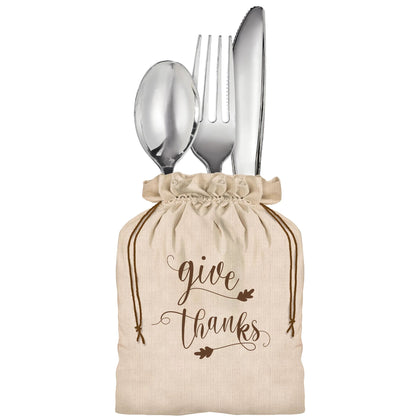 Give Thanks Canvas Cutlery Holder 8ct