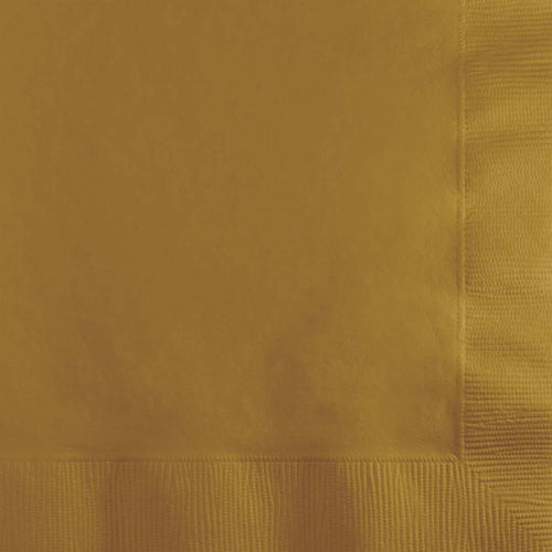 Glittering Gold Beverage Napkins 2-ply 50ct | Solids