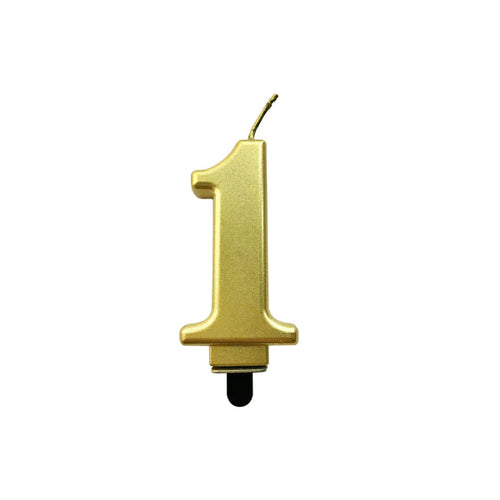 4in Gold Number Candle