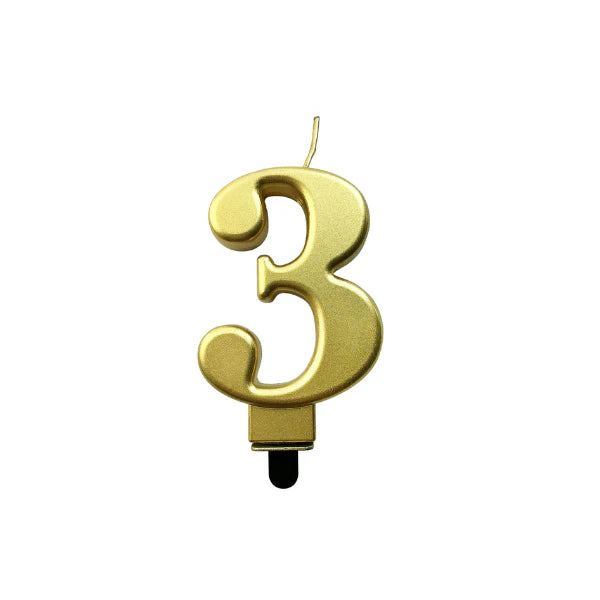4in Gold Number Candle