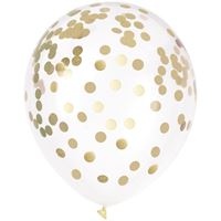 Gold Foil Confetti Filled 12" Clear Latex Balloons  6ct