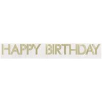 Gold 'Happy Birthday' text on a white background