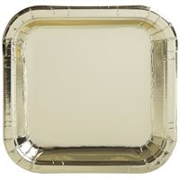 Gold square plate with a reflective surface