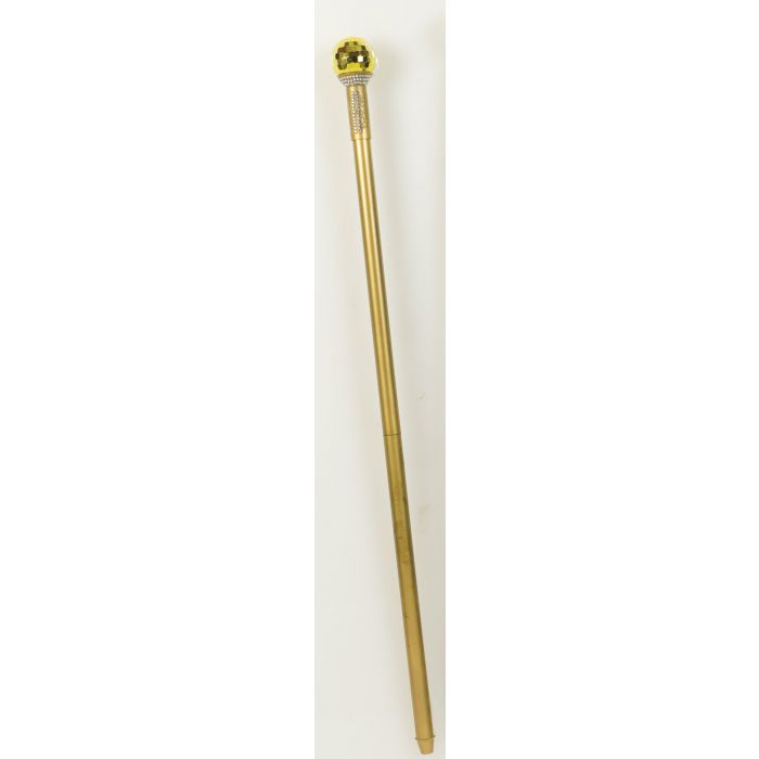 Gold-colored rod with a spherical top on a white background