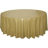 Gold Round Plastic Table Cover | Solids