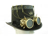 Steampunk-style hat with goggles and chains on a white background