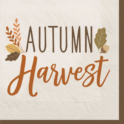 Golden Autumn Beverage Napkins 16ct