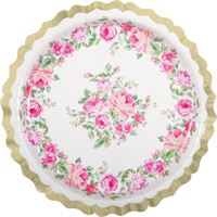 Golden Garden Party Ornate Scalloped Edge Round 11" Banquet Plate  8ct - Foil Board