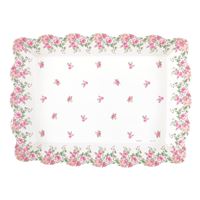 Floral patterned border with pink flowers on a white background