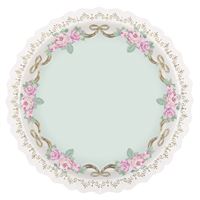 Decorative round mirror with floral and lace design