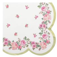 Golden Garden Party Shaped Edge Dinner Napkins  16ct - Foil Stamping
