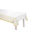 White tablecloth with yellow star pattern on a white background