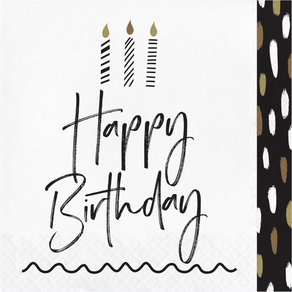 Golden Wishes Happy Birthday Lunch Napkins 16ct