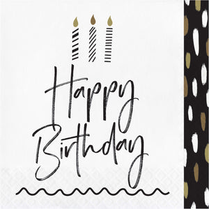 Golden Wishes Happy Birthday Lunch Napkins 16ct