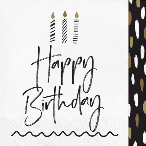 Golden Wishes Happy Birthday Lunch Napkins 16ct