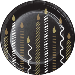 Golden Wishes Happy Birthday Paper 7in Plates 8ct