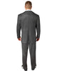 Man wearing a gray pinstripe suit on a white background