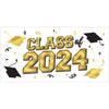 Grad 2024 Large Horizontal Banner |  Black, Silver, Gold