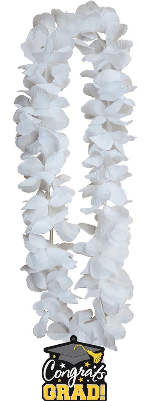 Grad Lei with Pendant | White