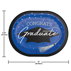 Graduation Paper 12in Oval Plates 18ct | Blue