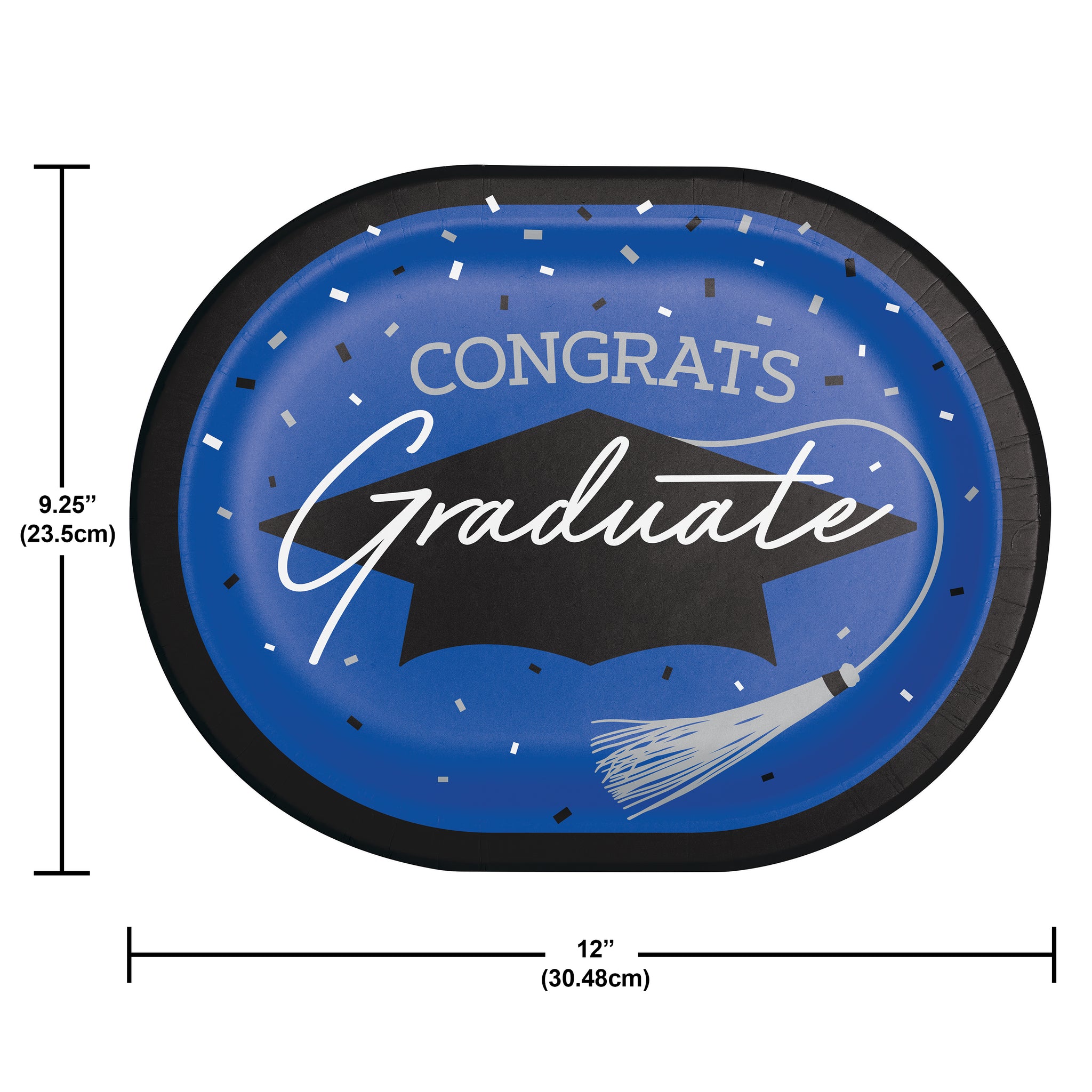 Graduation Paper 12in Oval Plates 18ct | Blue