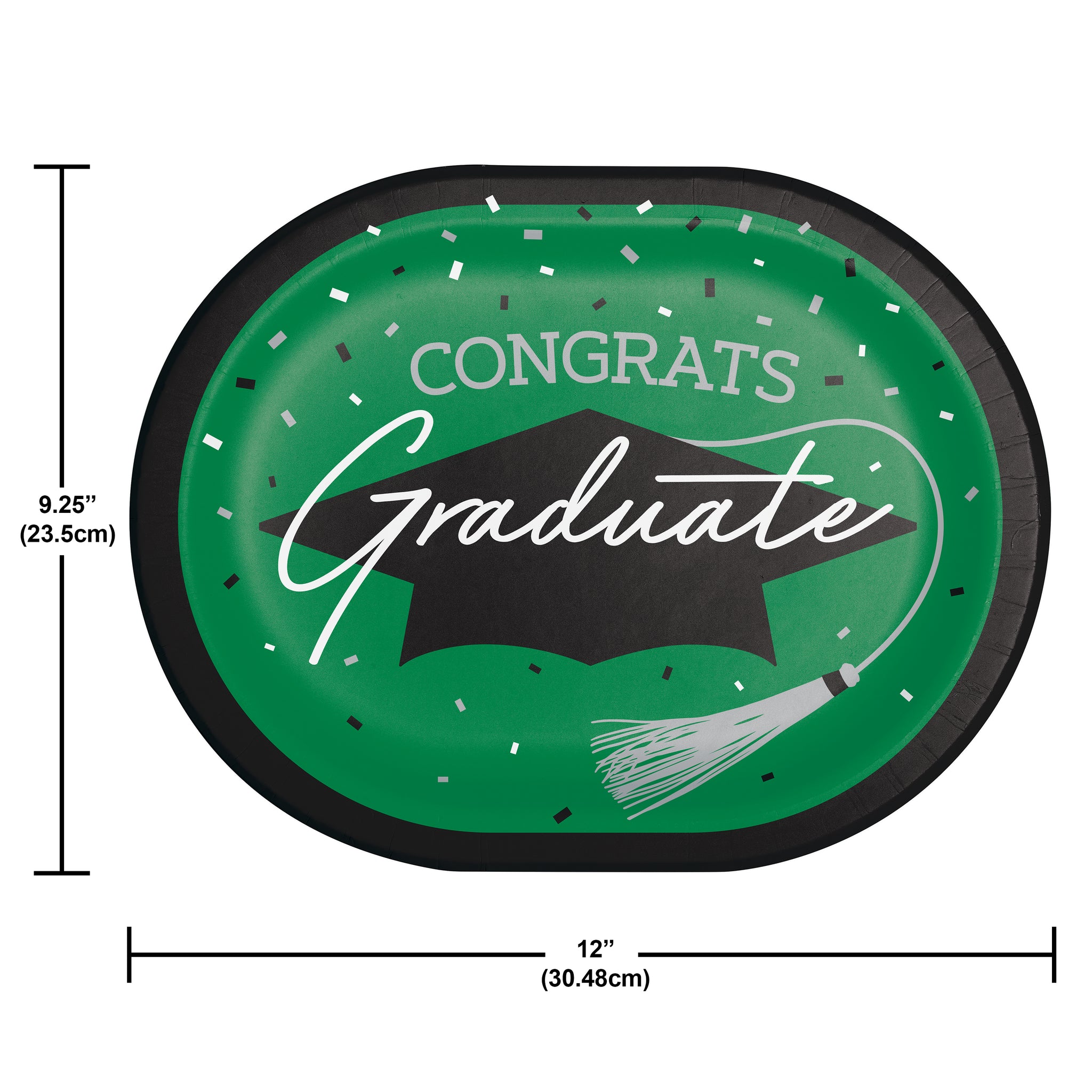 Graduation Paper 12in Oval Plates 18ct | Green